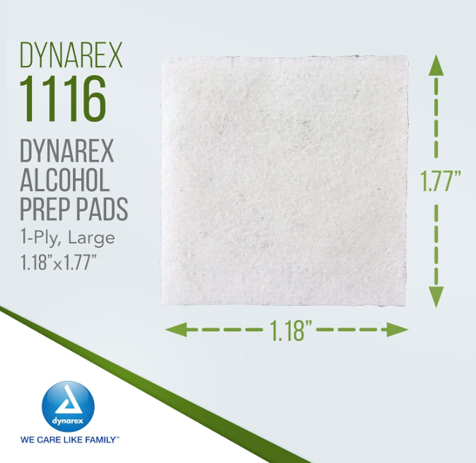 Dynarex Alcohol Prep Pad - Sterile, Large, 100/bx, 10bxs/case (1000 Count) Dynarex Alcohol Prep Pad - Sterile, Large, 100/bx, 10bxs/case (1000 Count)