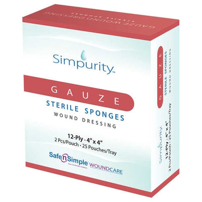 Safe N Simple Simpurity Gauze Sterile Sponge, 4 x 4 - 12 ply (400 Count) Safe N Simple Simpurity Gauze Sterile Sponge, 4 x 4 - 12 ply (400 Count)