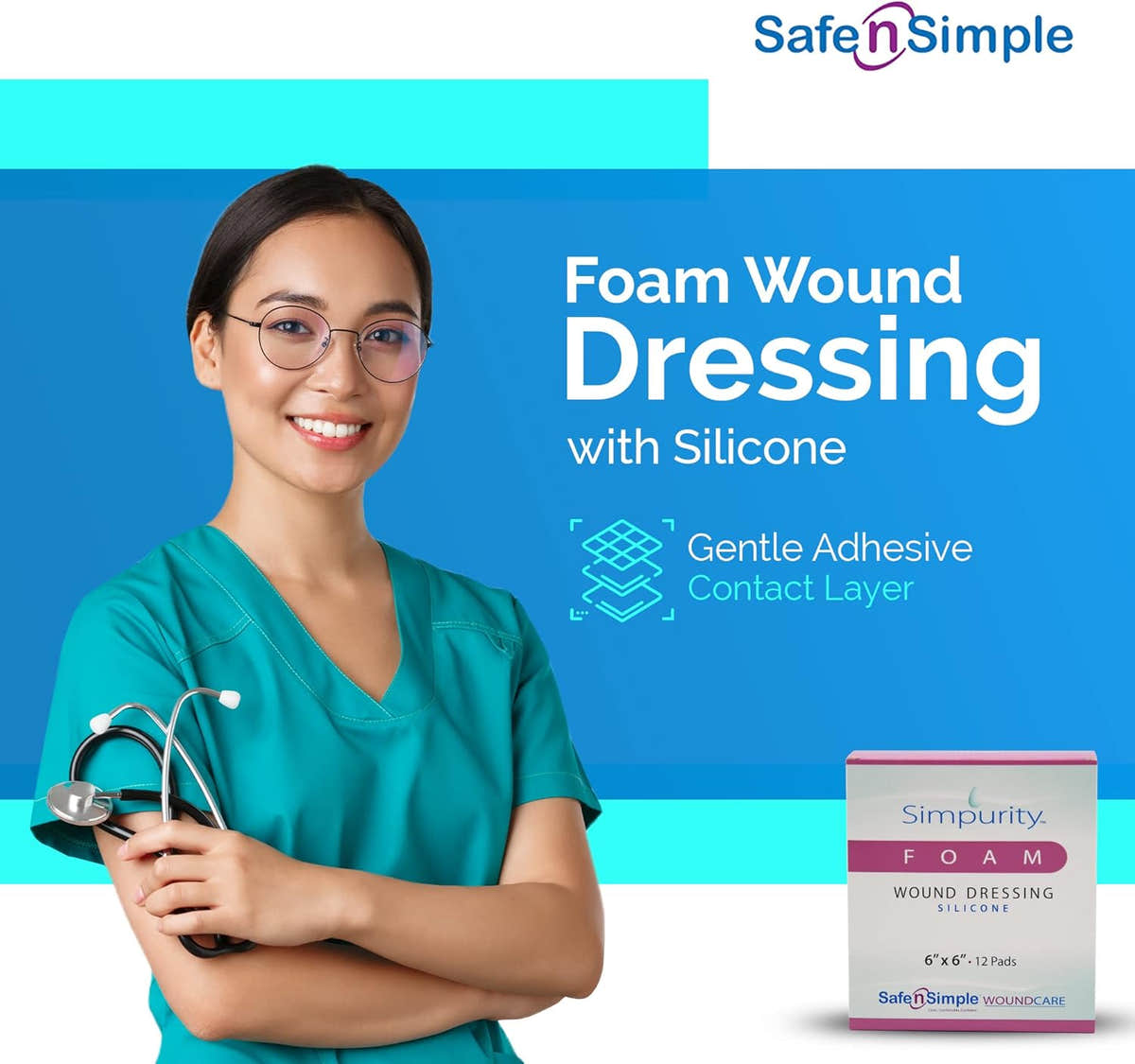 Safe N Simple Simpurity Silicone Foam Wound Dressing (192 Count) Safe N Simple Simpurity Silicone Foam Wound Dressing (192 Count)