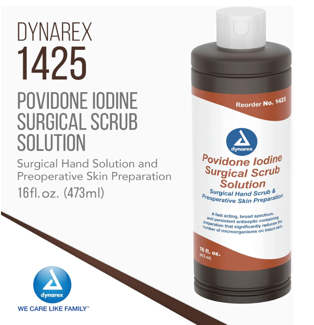 Dynarex Povidone Iodine Scrub Solution, 16 oz. Bottle - 24bot/case (24 Count) Dynarex Povidone Iodine Scrub Solution, 16 oz. Bottle - 24bot/case (24 Count)