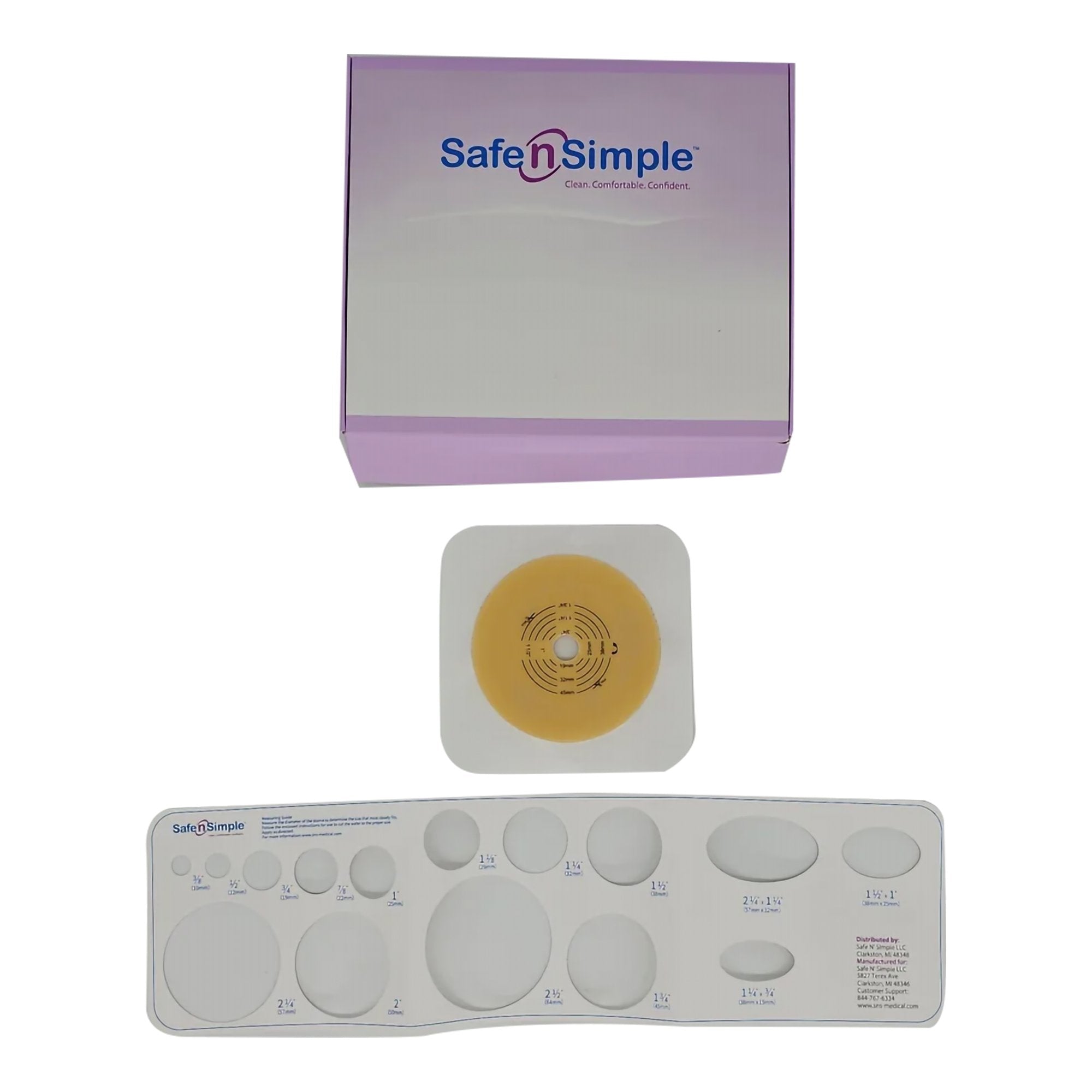 Safe N Simple 2- Piece Wafer Extended Wear with Tape Collar White 57mm 2 1/4" Flange Cut to Fit (40 Count) Safe N Simple 2- Piece Wafer Extended Wear with Tape Collar White 57mm 2 1/4" Flange Cut to Fit (40 Count)