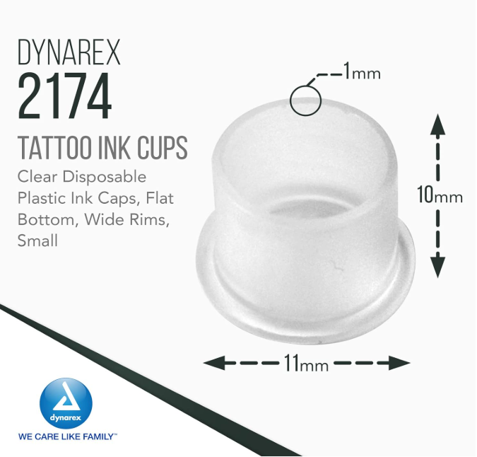 Dynarex Ink Cups - Flat bottom, 11 mm, Small 1000ea/bag, 10bags/case (10000 Count) Dynarex Ink Cups - Flat bottom, 11 mm, Small 1000ea/bag, 10bags/case (10000 Count)