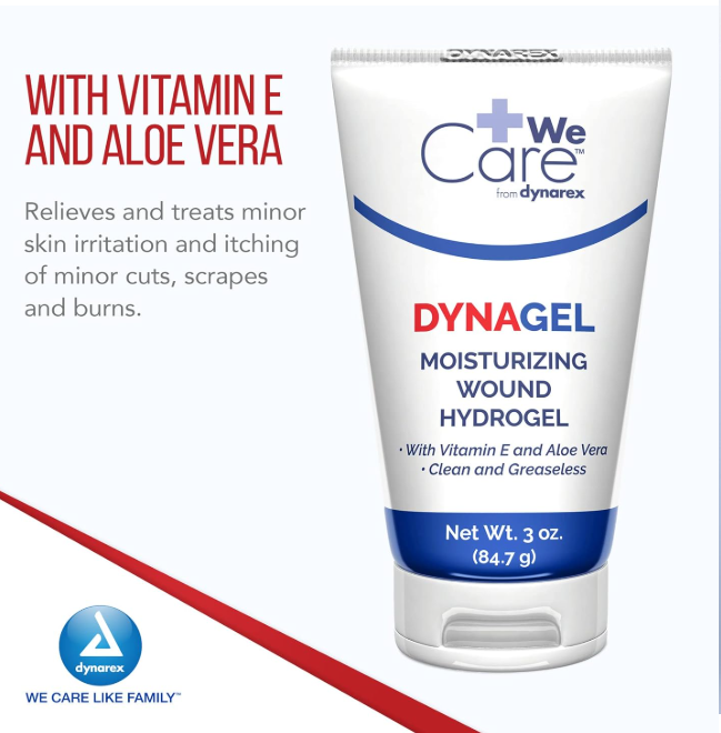 Dynarex DynaGel Moisturizing Wound Hydrogel, 3 oz. Tube, 24/case (24 Count) Dynarex DynaGel Moisturizing Wound Hydrogel, 3 oz. Tube, 24/case (24 Count)