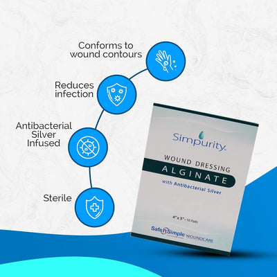 Safe N Simple Simpurity Silver Calcium Alginate Wound Dressing, 12 Inch Length Rope (120 Count) Safe N Simple Simpurity Silver Calcium Alginate Wound Dressing, 12 Inch Length Rope (120 Count)
