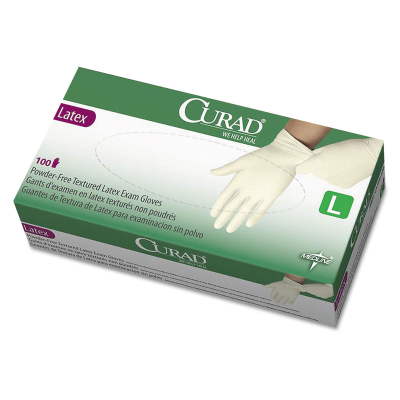 Curad Latex Exam Gloves, Powder-Free, Large, 100/Box Curad Latex Exam Gloves, Powder-Free, Large, 100/Box
