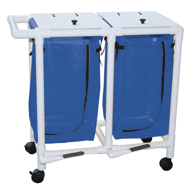 MJM International 214-D-FP Double hamper with mesh bag (23 gallon capacity per bag), 3" twin casters, zipper opening, push/pull handle & footpedal MJM International 214-D-FP Double hamper with mesh bag (23 gallon capacity per bag), 3" twin casters, zipper opening, push/pull handle & footpedal