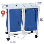 MJM International 214-D-FP Double hamper with mesh bag (23 gallon capacity per bag), 3" twin casters, zipper opening, push/pull handle & footpedal MJM International 214-D-FP Double hamper with mesh bag (23 gallon capacity per bag), 3" twin casters, zipper opening, push/pull handle & footpedal
