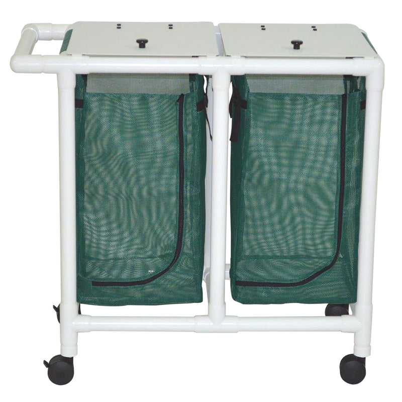 MJM International 214-D Double hamper with mesh bag (23 gallon capacity per bag), 3" twin casters, zipper opening, push/pull handle MJM International 214-D Double hamper with mesh bag (23 gallon capacity per bag), 3" twin casters, zipper opening, push/pull handle