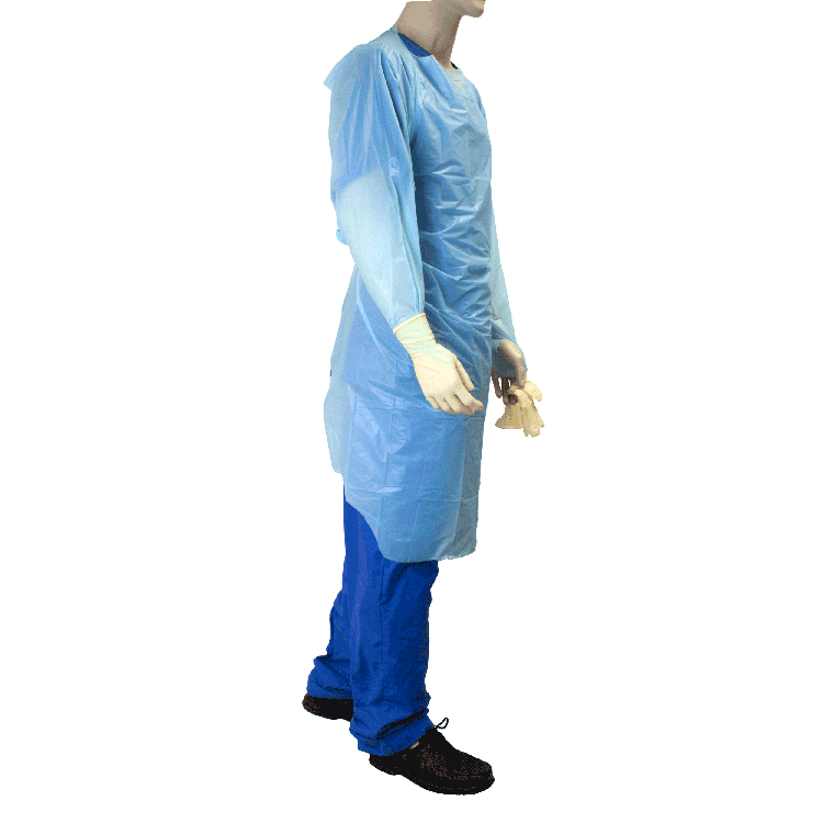 Dynarex CPE Thumb Loop Isolation Gown, Blue - 15ea/bx, 5bxs/case (75 Count) Dynarex CPE Thumb Loop Isolation Gown, Blue - 15ea/bx, 5bxs/case (75 Count)
