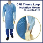 Dynarex CPE Thumb Loop Isolation Gown, Blue - 15ea/bx, 5bxs/case (75 Count) Dynarex CPE Thumb Loop Isolation Gown, Blue - 15ea/bx, 5bxs/case (75 Count)