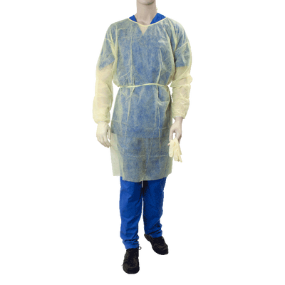 Dynarex Isolation Gown Fluid Resistant, Universal, Yellow - 5ea/bx, 10bxs/case (50 Count) Dynarex Isolation Gown Fluid Resistant, Universal, Yellow - 5ea/bx, 10bxs/case (50 Count)
