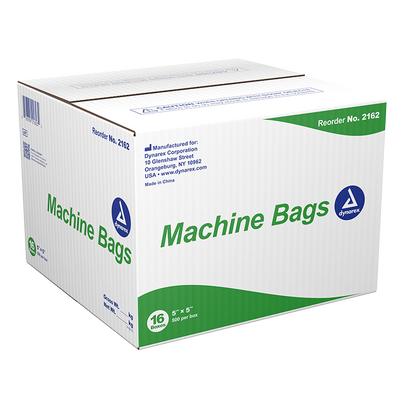 Dynarex Machine Bag, 5" x 5" - 500ea/bx, 16bxs/case (8000 Count) Dynarex Machine Bag, 5" x 5" - 500ea/bx, 16bxs/case (8000 Count)