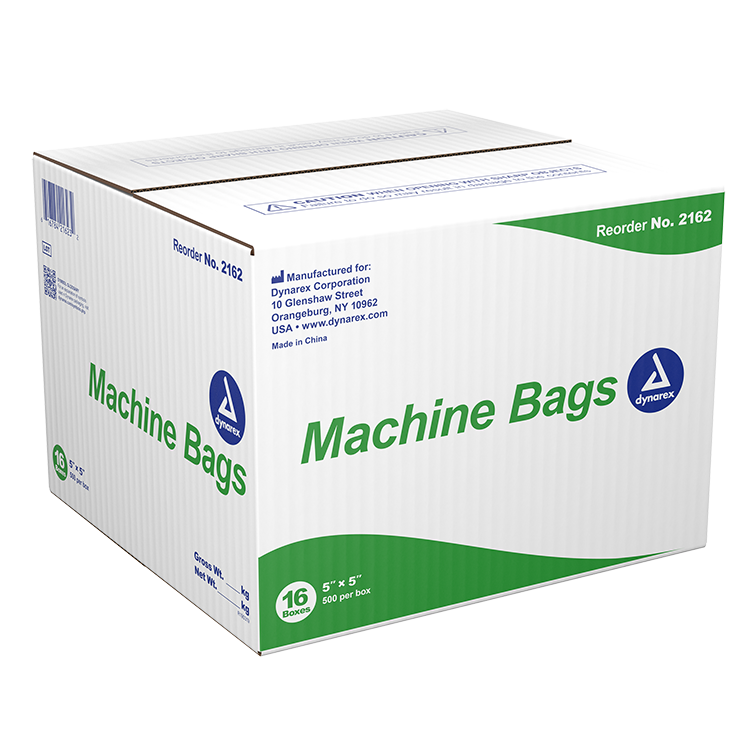 Dynarex Machine Bag, 5" x 5" - 500ea/bx, 16bxs/case (8000 Count) Dynarex Machine Bag, 5" x 5" - 500ea/bx, 16bxs/case (8000 Count)