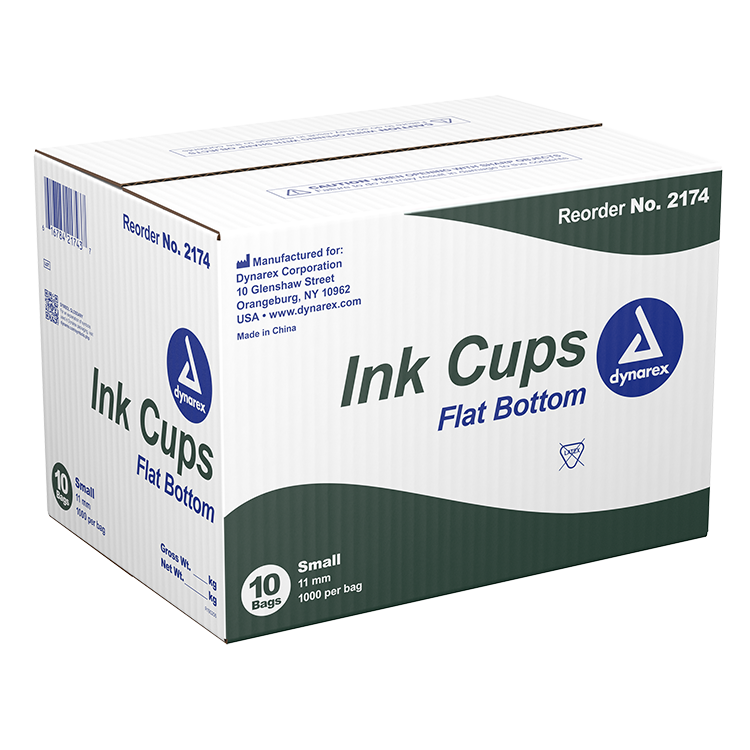 Dynarex Ink Cups - Flat bottom, 11 mm, Small 1000ea/bag, 10bags/case (10000 Count) Dynarex Ink Cups - Flat bottom, 11 mm, Small 1000ea/bag, 10bags/case (10000 Count)