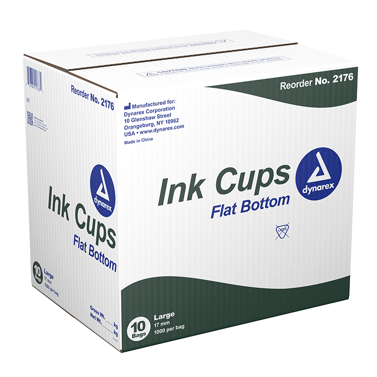 Dynarex Ink Cups - Flat bottom, 17 mm, Large 1000ea/bag, 10bags/case (10000 Count) Dynarex Ink Cups - Flat bottom, 17 mm, Large 1000ea/bag, 10bags/case (10000 Count)