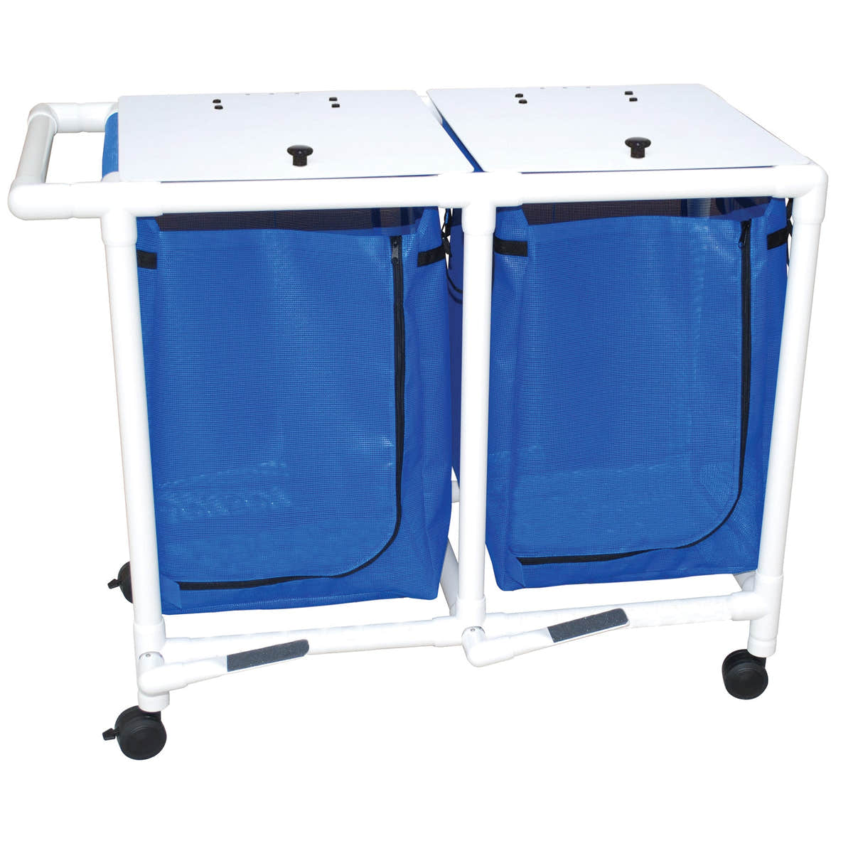 MJM International 218-D-FP Double hamper with mesh bag (43 gallon capacity per bag), 3" twin casters, zipper opening, push/pull handle & footpedal MJM International 218-D-FP Double hamper with mesh bag (43 gallon capacity per bag), 3" twin casters, zipper opening, push/pull handle & footpedal