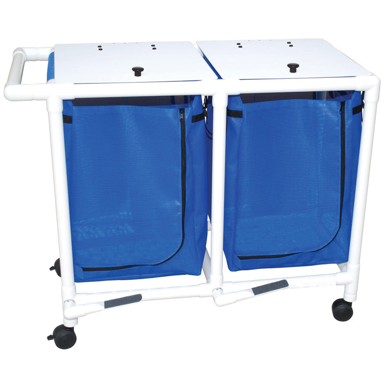 MJM International 218-D-FP Double hamper with mesh bag (43 gallon capacity per bag), 3" twin casters, zipper opening, push/pull handle & footpedal MJM International 218-D-FP Double hamper with mesh bag (43 gallon capacity per bag), 3" twin casters, zipper opening, push/pull handle & footpedal