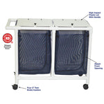 MJM International 218-D Double hamper with mesh bag (43 gallon capacity per bag), 3" twin casters, zipper opening, push/pull handle MJM International 218-D Double hamper with mesh bag (43 gallon capacity per bag), 3" twin casters, zipper opening, push/pull handle