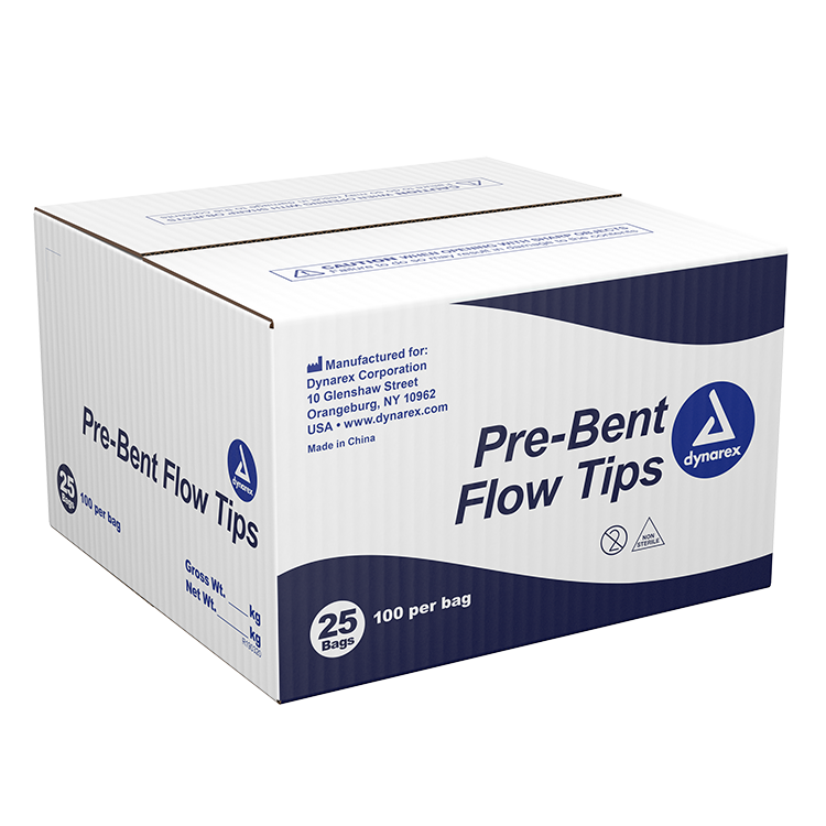 Dynarex Pre Bent Flow Tips - 100ea/box, 25bxs/case Dynarex Pre Bent Flow Tips - 100ea/box, 25bxs/case