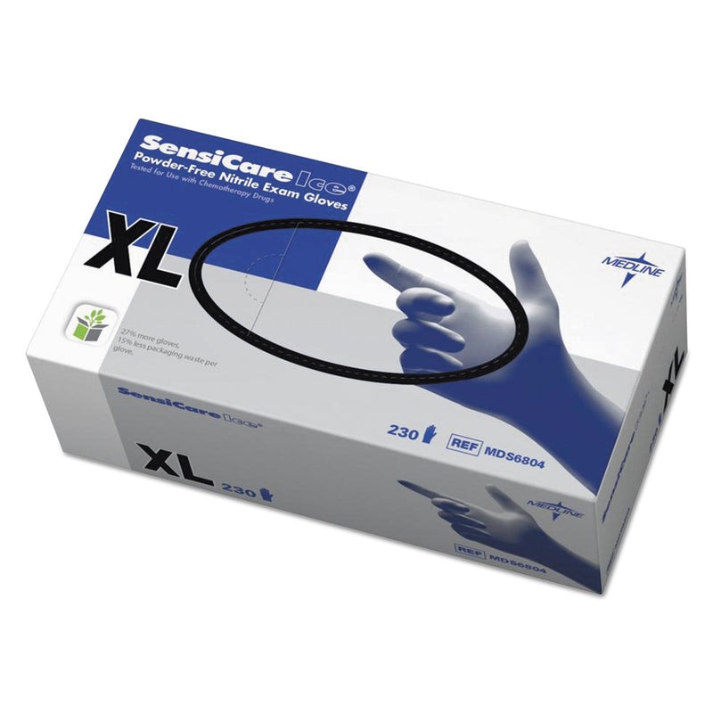 Medline Sensicare Ice Nitrile Exam Gloves, Powder-Free, X-Large, Blue, 230/Box Medline Sensicare Ice Nitrile Exam Gloves, Powder-Free, X-Large, Blue, 230/Box