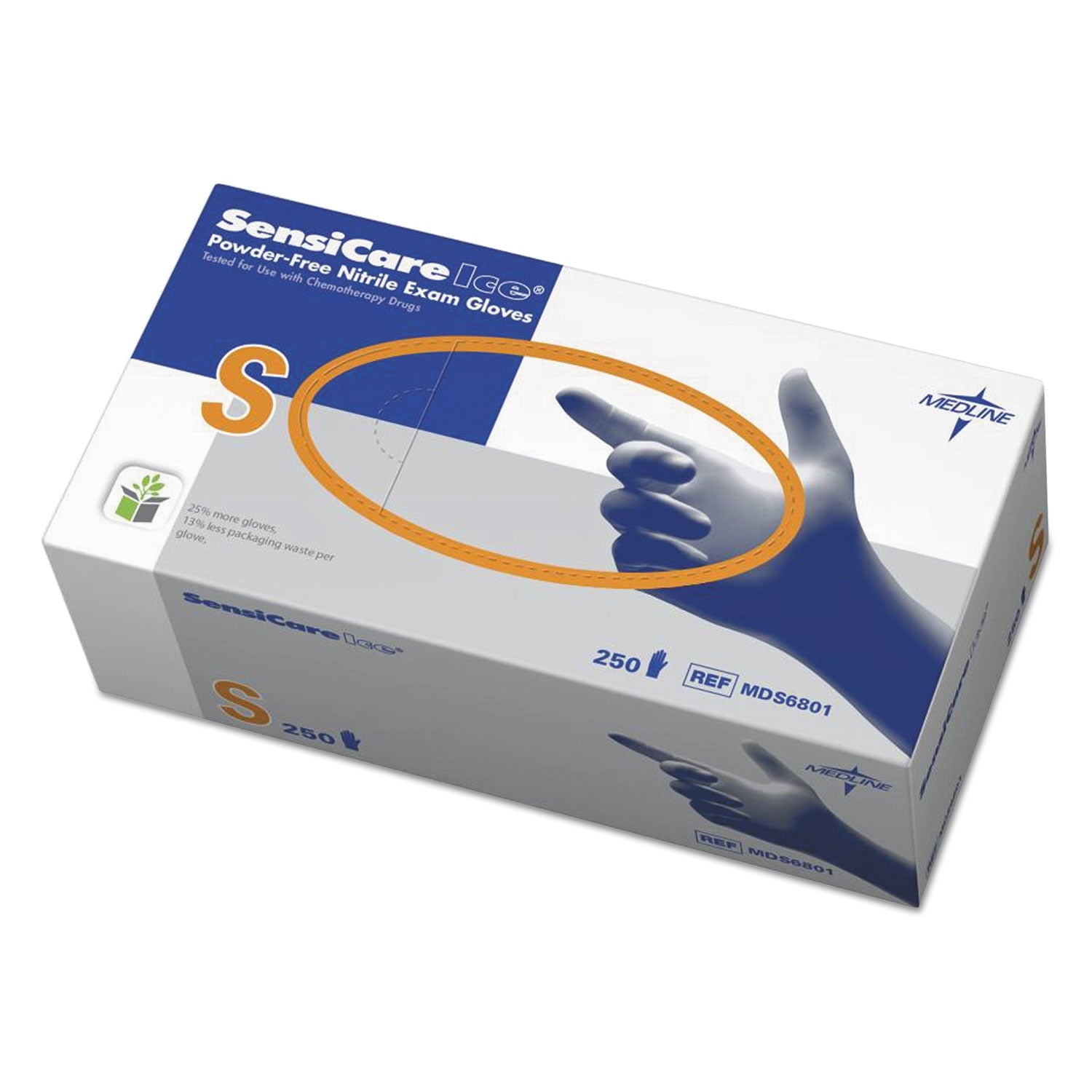 Medline Sensicare Ice Nitrile Exam Gloves, Powder-Free, Small, Blue, 250/Box Medline Sensicare Ice Nitrile Exam Gloves, Powder-Free, Small, Blue, 250/Box