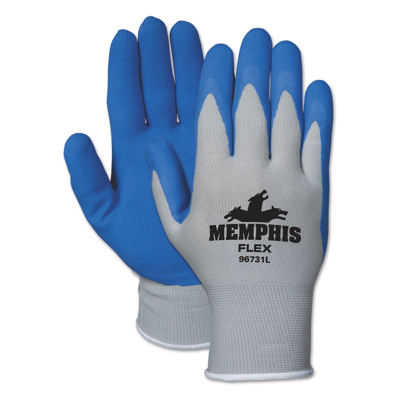 MCR Memphis Flex Seamless Nylon Knit Gloves, Large, Blue/Gray, Pair MCR Memphis Flex Seamless Nylon Knit Gloves, Large, Blue/Gray, Pair