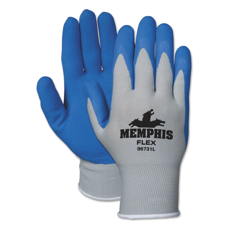 MCR Memphis Flex Seamless Nylon Knit Gloves, Large, Blue/Gray, Pair MCR Memphis Flex Seamless Nylon Knit Gloves, Large, Blue/Gray, Pair