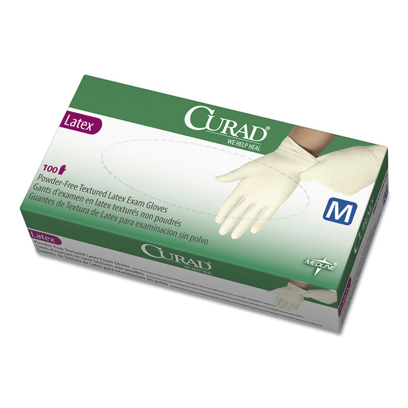 Curad Latex Exam Gloves, Powder-Free, Medium, 100/Box Curad Latex Exam Gloves, Powder-Free, Medium, 100/Box
