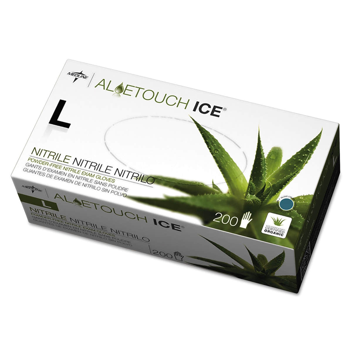 Medline Aloetouch Ice Nitrile Exam Gloves, Large, Green, 200/Box Medline Aloetouch Ice Nitrile Exam Gloves, Large, Green, 200/Box