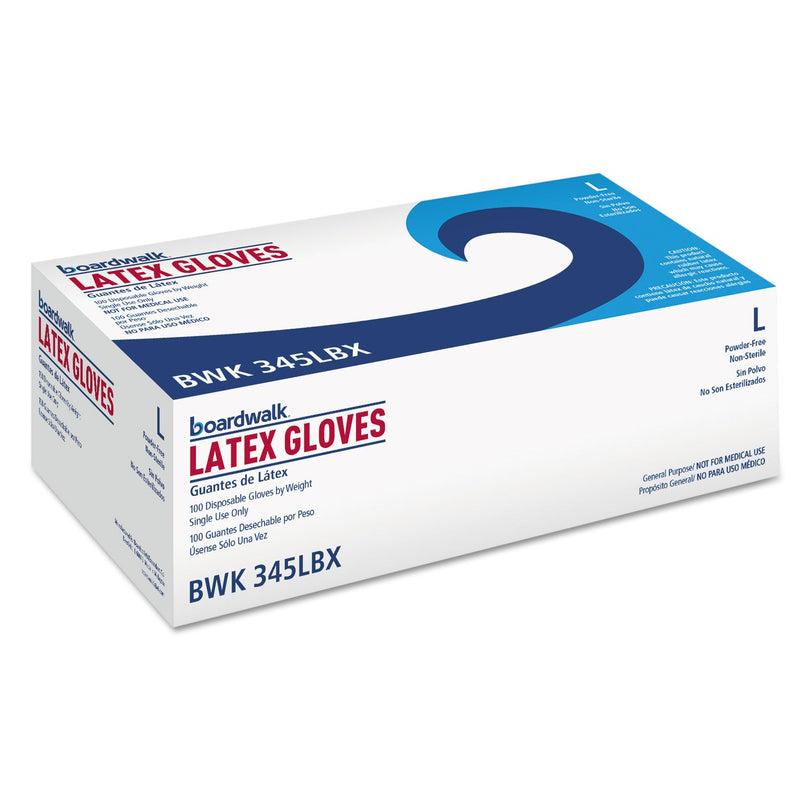 Boardwalk General-Purpose Latex Gloves, Natural, Large, Powder-Free, 4.4 mil, 1000/Carton Boardwalk General-Purpose Latex Gloves, Natural, Large, Powder-Free, 4.4 mil, 1000/Carton