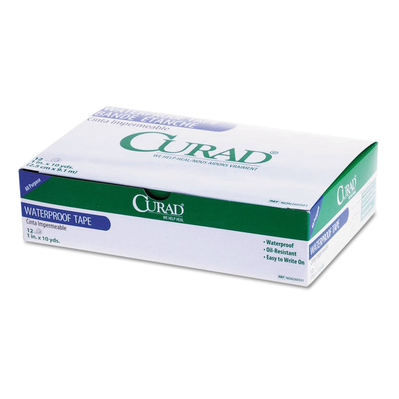 Curad Waterproof Medical Tape, Polyethylene-Coated Cloth, 1" x 10 yds, White, 12/Box Curad Waterproof Medical Tape, Polyethylene-Coated Cloth, 1" x 10 yds, White, 12/Box