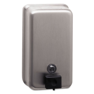 Bobrick ClassicSeries Surface-Mounted Soap Dispenser, 40 oz, 4.75 x 3.5 x 8.13, Stainless Steel Bobrick ClassicSeries Surface-Mounted Soap Dispenser, 40 oz, 4.75 x 3.5 x 8.13, Stainless Steel