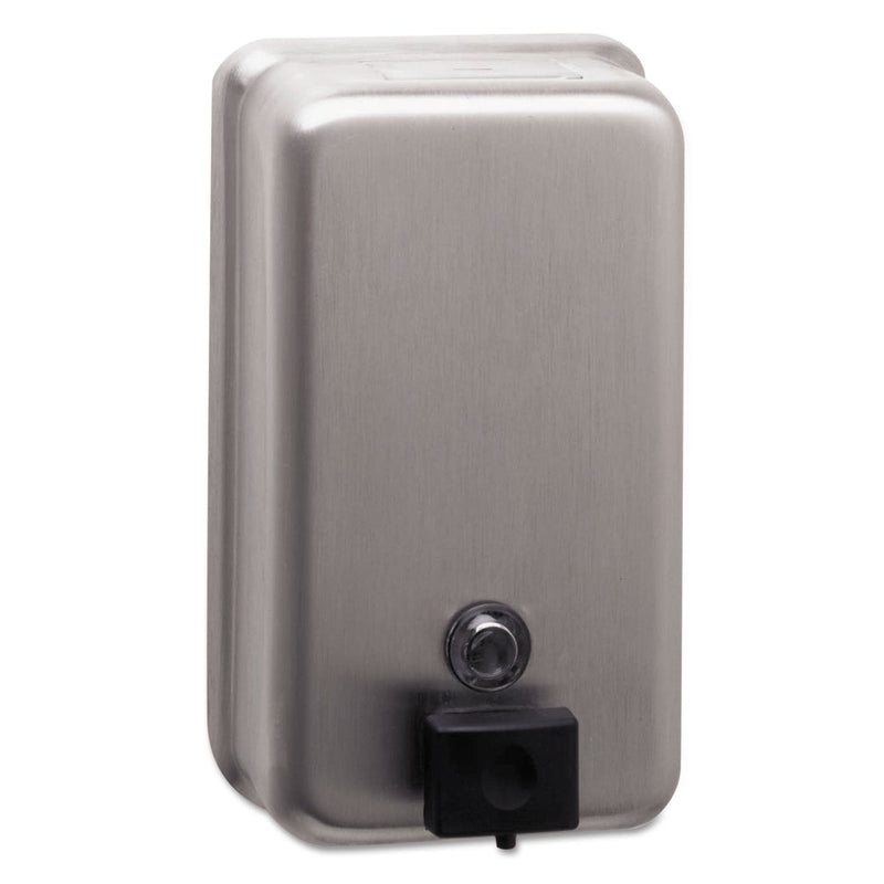 Bobrick ClassicSeries Surface-Mounted Soap Dispenser, 40 oz, 4.75 x 3.5 x 8.13, Stainless Steel Bobrick ClassicSeries Surface-Mounted Soap Dispenser, 40 oz, 4.75 x 3.5 x 8.13, Stainless Steel
