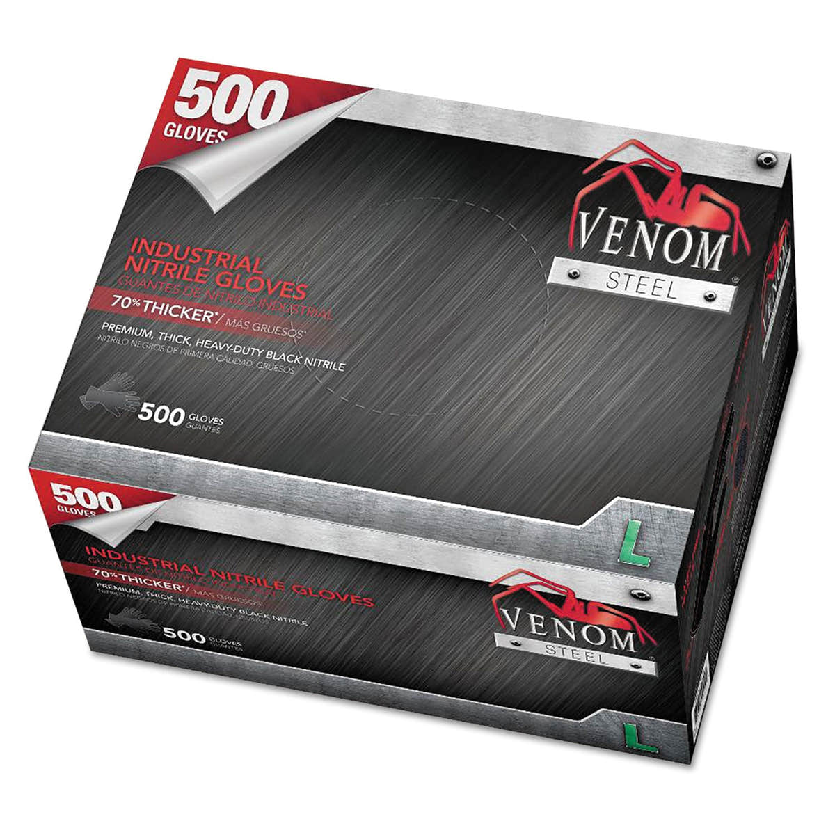 Medline Venom Steel Industrial Nitrile Gloves, Large, Black, 6 mil, 500 Gloves/Box Medline Venom Steel Industrial Nitrile Gloves, Large, Black, 6 mil, 500 Gloves/Box