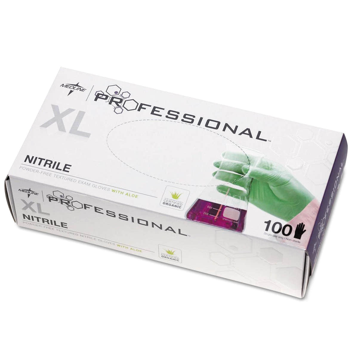 Medline Professional Nitrile Exam Gloves with Aloe, X-Large, Green, 100/Box Medline Professional Nitrile Exam Gloves with Aloe, X-Large, Green, 100/Box