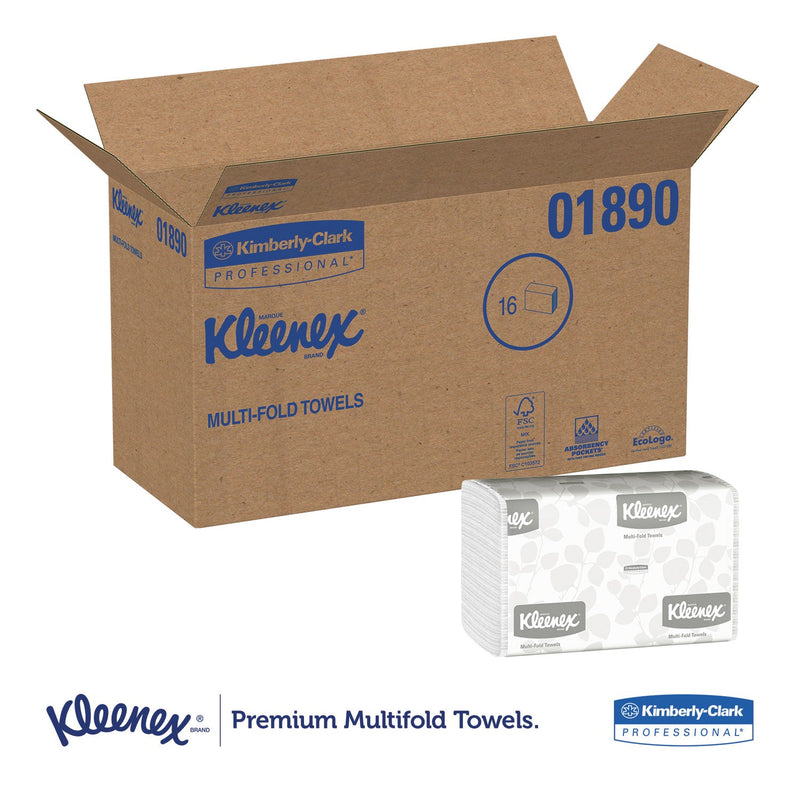 Kleenex Multi-Fold Paper Towels, 9.2 x 9.4, White, 150/Pack, 16 Packs/Carton Kleenex Multi-Fold Paper Towels, 9.2 x 9.4, White, 150/Pack, 16 Packs/Carton