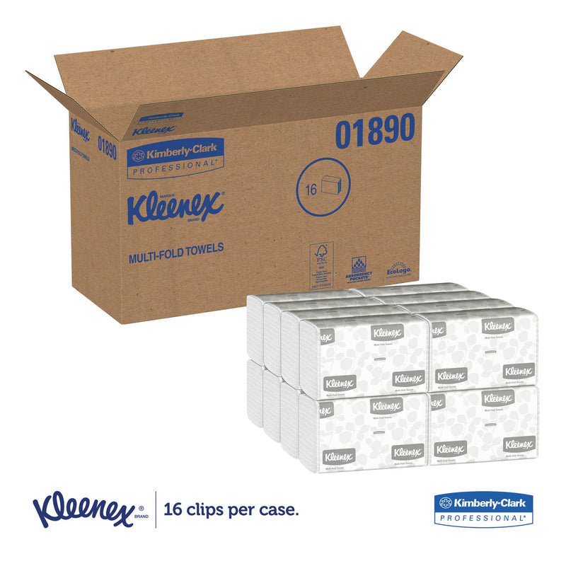 Kleenex Multi-Fold Paper Towels, 9.2 x 9.4, White, 150/Pack, 16 Packs/Carton Kleenex Multi-Fold Paper Towels, 9.2 x 9.4, White, 150/Pack, 16 Packs/Carton
