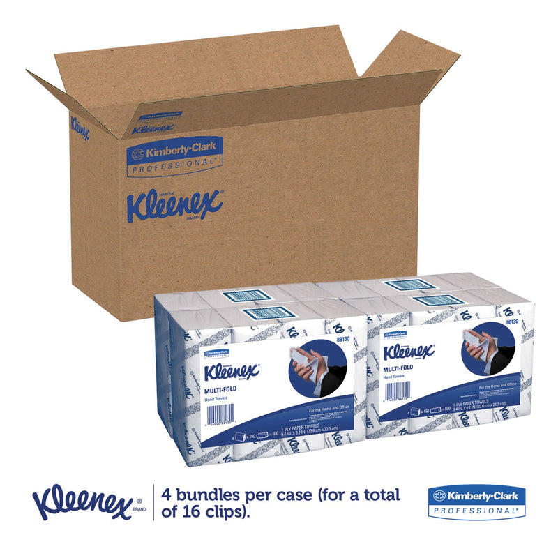 Kleenex Multi-Fold Paper Towels, 4 Pack Bundles, 9.2 x 9.4, White, 150/Pack, 16/Carton Kleenex Multi-Fold Paper Towels, 4 Pack Bundles, 9.2 x 9.4, White, 150/Pack, 16/Carton