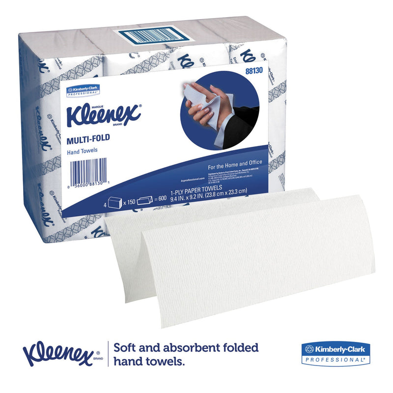 Kleenex Multi-Fold Paper Towels, 4 Pack Bundles, 9.2 x 9.4, White, 150/Pack, 16/Carton Kleenex Multi-Fold Paper Towels, 4 Pack Bundles, 9.2 x 9.4, White, 150/Pack, 16/Carton