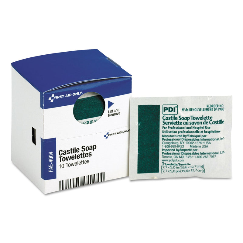First Aid Only SmartCompliance Castile Soap Towelettes, 10/Box First Aid Only SmartCompliance Castile Soap Towelettes, 10/Box