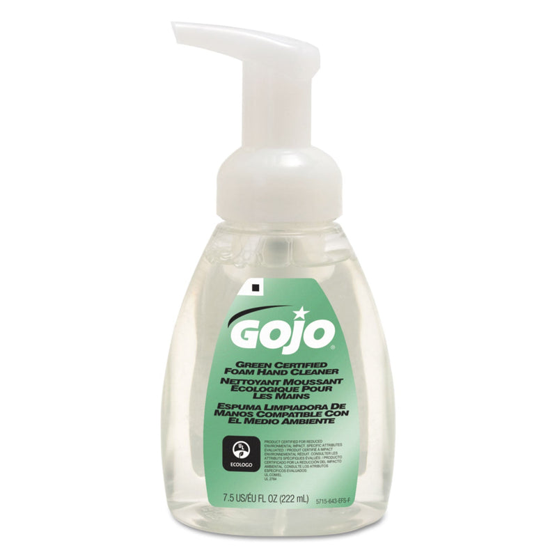 GOJO Green Certified Foam Soap, Fragrance-Free, 7.5 oz Pump Bottle GOJO Green Certified Foam Soap, Fragrance-Free, 7.5 oz Pump Bottle