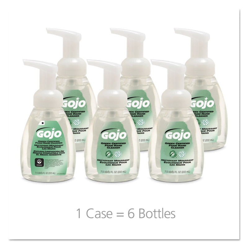 GOJO Green Certified Foam Soap, Fragrance-Free, 7.5 oz Pump Bottle, 6/Carton GOJO Green Certified Foam Soap, Fragrance-Free, 7.5 oz Pump Bottle, 6/Carton