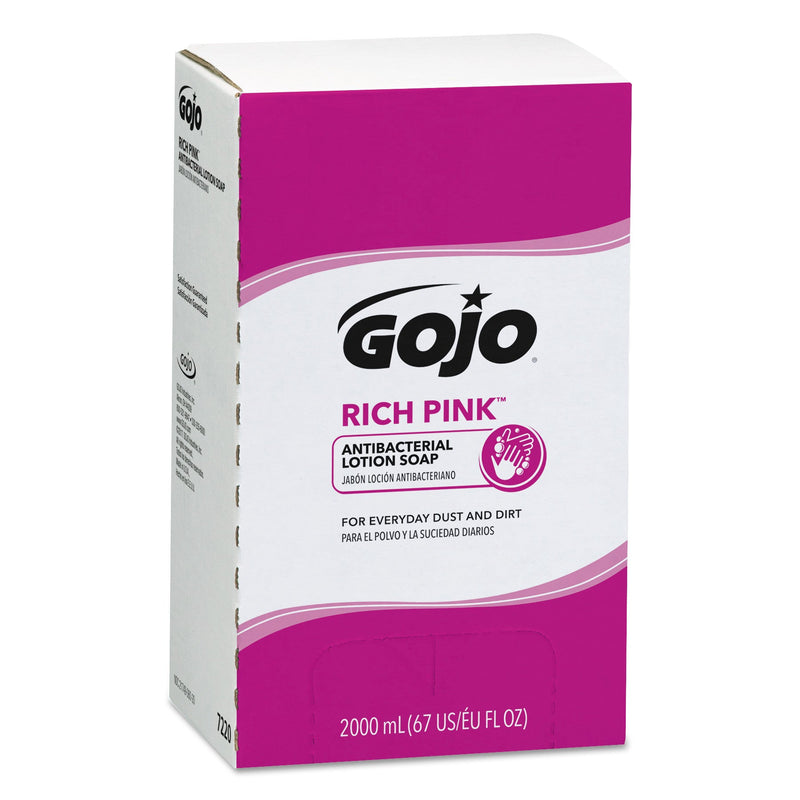GOJO RICH PINK Antibacterial Lotion Soap Refill, Floral, 2,000 mL, 4/Carton GOJO RICH PINK Antibacterial Lotion Soap Refill, Floral, 2,000 mL, 4/Carton