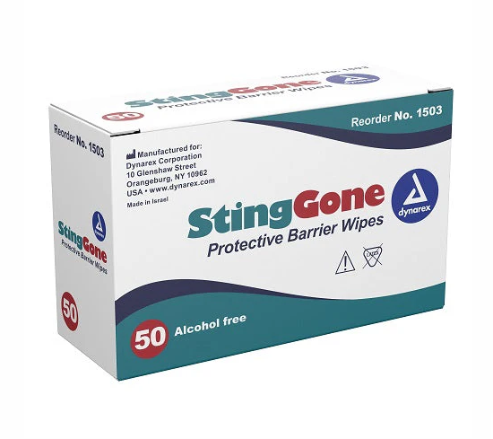 Dynarex StingGone Protective Barrier Wipes, 50ea/bx, 20bxs/case (1000 Count) Dynarex StingGone Protective Barrier Wipes, 50ea/bx, 20bxs/case (1000 Count)