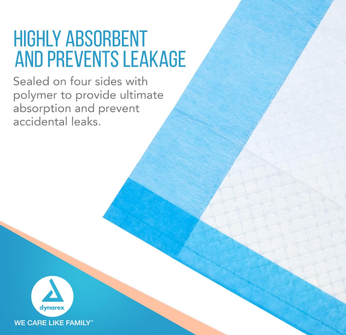 Dynarex Disposable Underpads, 23" x 36" (60g), 50ea/bag, 3bags/case (150 Count) Dynarex Disposable Underpads, 23" x 36" (60g), 50ea/bag, 3bags/case (150 Count)