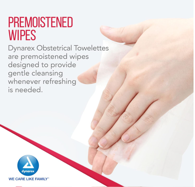 Dynarex Obstetrical Towelettes, 5" x 7", 100ea/bx, 10bxs/case (1000 Count) Dynarex Obstetrical Towelettes, 5" x 7", 100ea/bx, 10bxs/case (1000 Count)