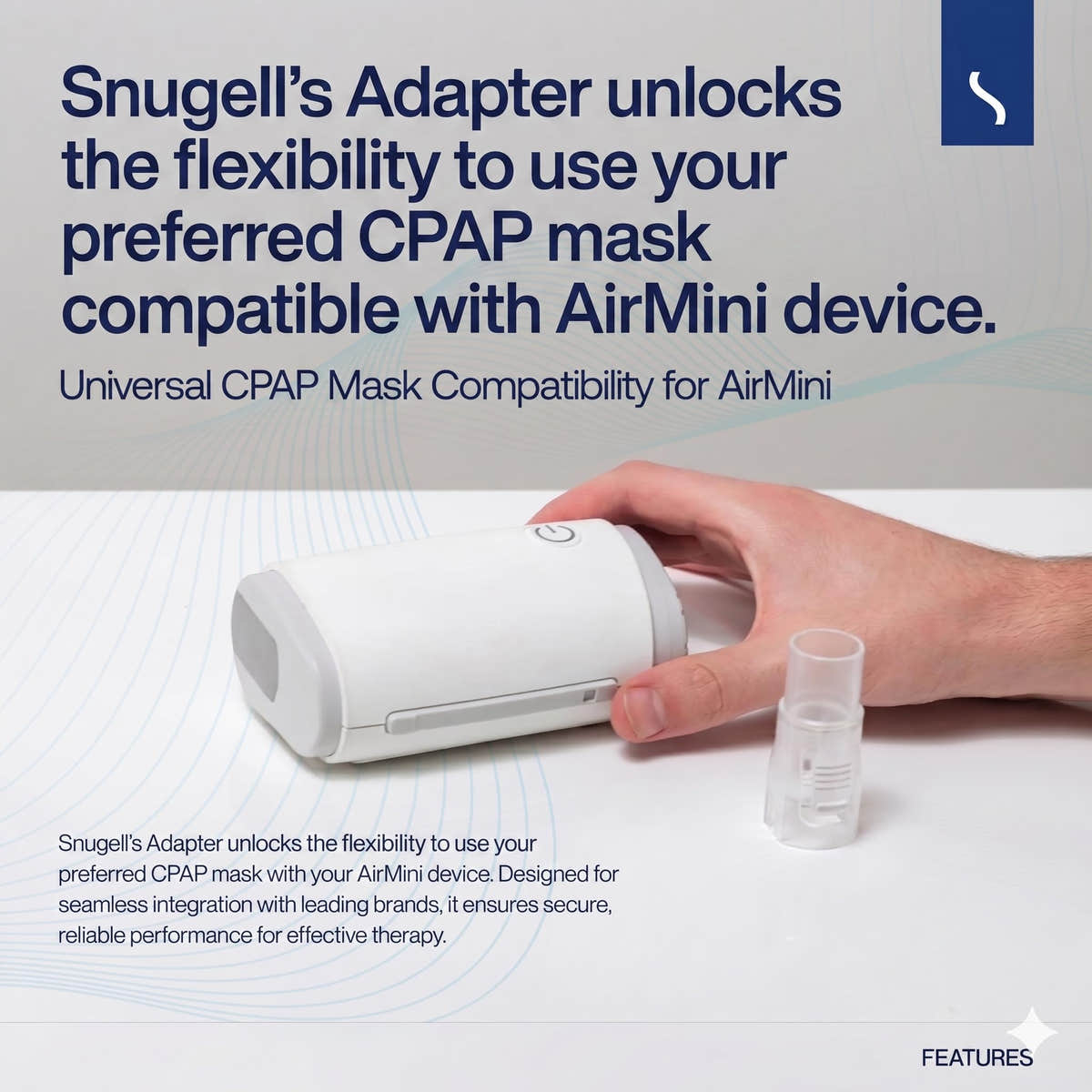 Snugell Adapter - Universal Tubing Connector Compatible with ResMed AirMini - Fits 15mm & 22mm CPAP Masks - Durable, Travel-Friendly Accessory for Convenient Use Anywhere Snugell Adapter - Universal Tubing Connector Compatible with ResMed AirMini - Fits 15mm & 22mm CPAP Masks - Durable, Travel-Friendly Accessory for Convenient Use Anywhere
