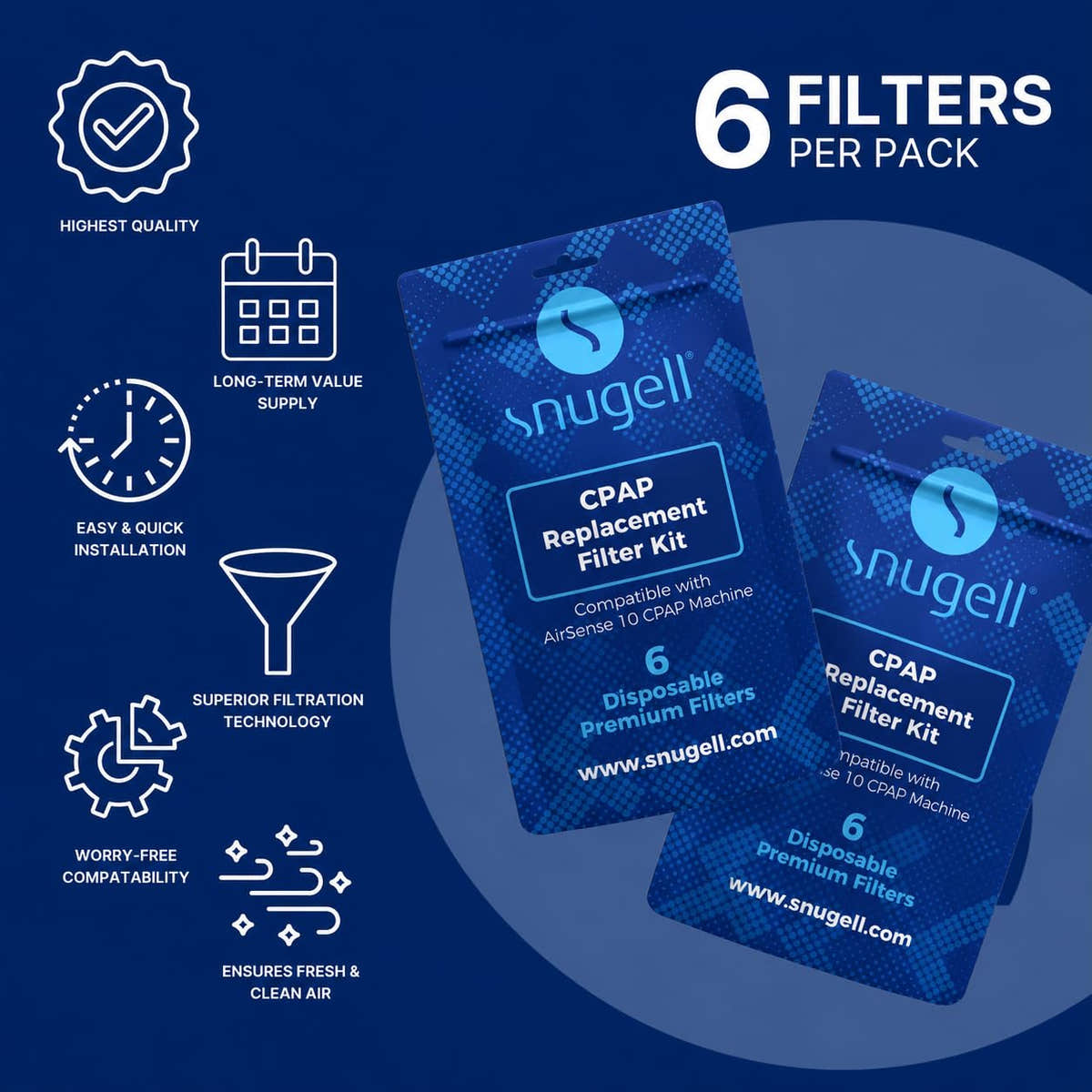 Disposable Replacement CPAP Filters for Resmed Airsense 10 (6-Pack) Disposable Replacement CPAP Filters for Resmed Airsense 10 (6-Pack)