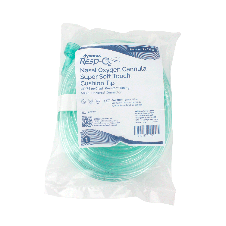 Dynarex Resp-O2 Nasal Oxygen Cannula, Super Soft Touch w/ Cushion Tips (25 Count) Dynarex Resp-O2 Nasal Oxygen Cannula, Super Soft Touch w/ Cushion Tips (25 Count)