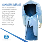 Dynarex CPE Thumb Loop Isolation Gown, Blue - 15ea/bx, 5bxs/case (75 Count) Dynarex CPE Thumb Loop Isolation Gown, Blue - 15ea/bx, 5bxs/case (75 Count)